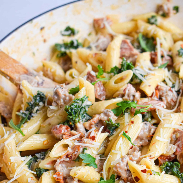 Tuesday Dinner Special - Creamy Tuscan Sausage & Spinach Penne.