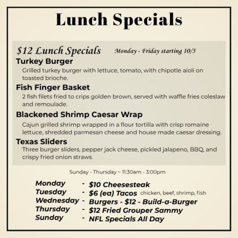 $12 Lunch Specials