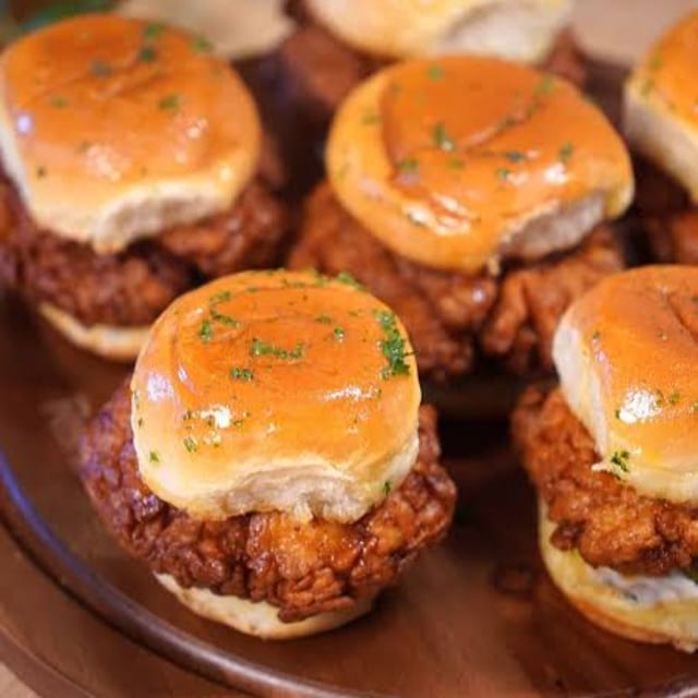 Nashville Hot Honey Chicken Sliders.