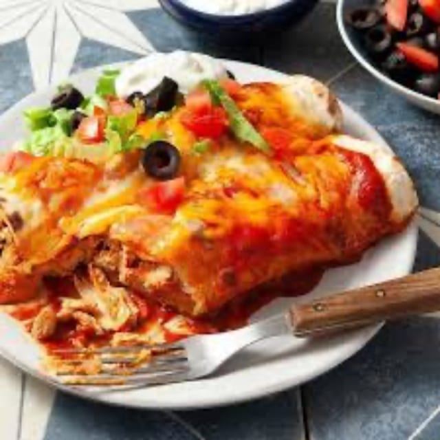 Pulled Chicken Enchilada.