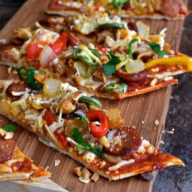 Tuesday Dinner Special - Shrimp & Andouille Flatbread.