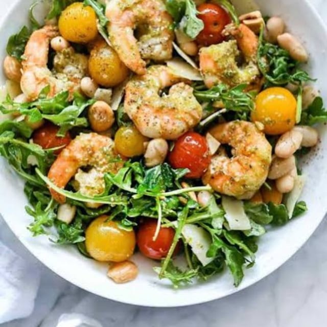 Thursday Dinner Special - Pesto Shrimp & Arugula Salad.