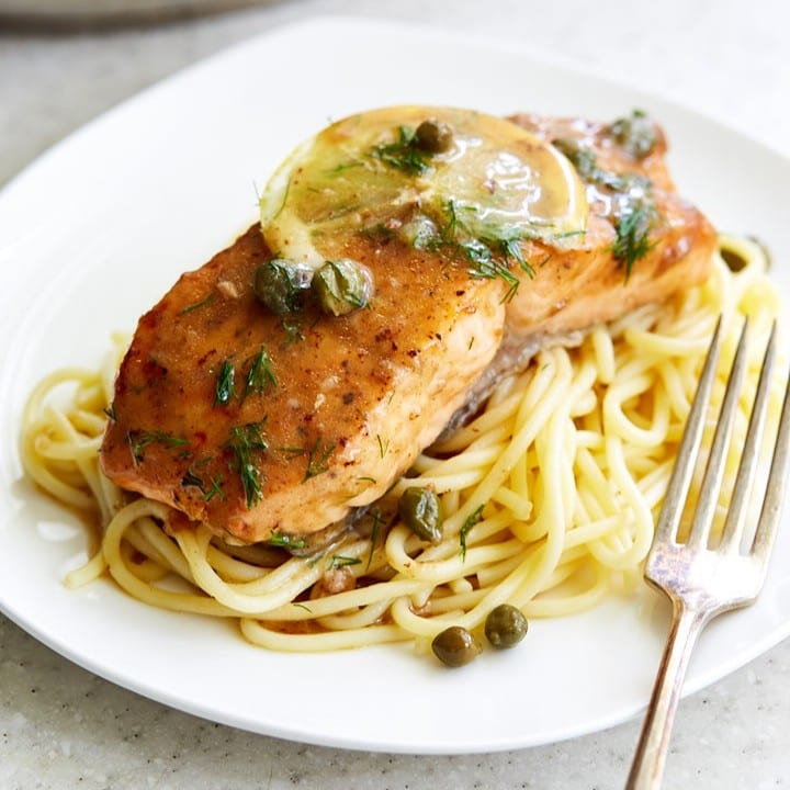 Tuesday Dinner Special - Salmon Picatta Pasta.