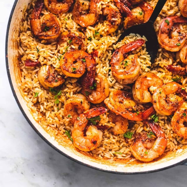 Tuesday Dinner Special - Spicy Shrimp Skillet.