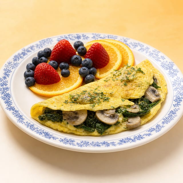 Spinach & Mushroom Omelette.