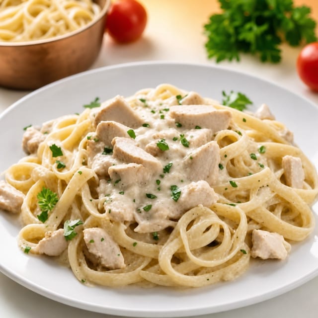 Tuscan Chicken Alfredo Linguini.