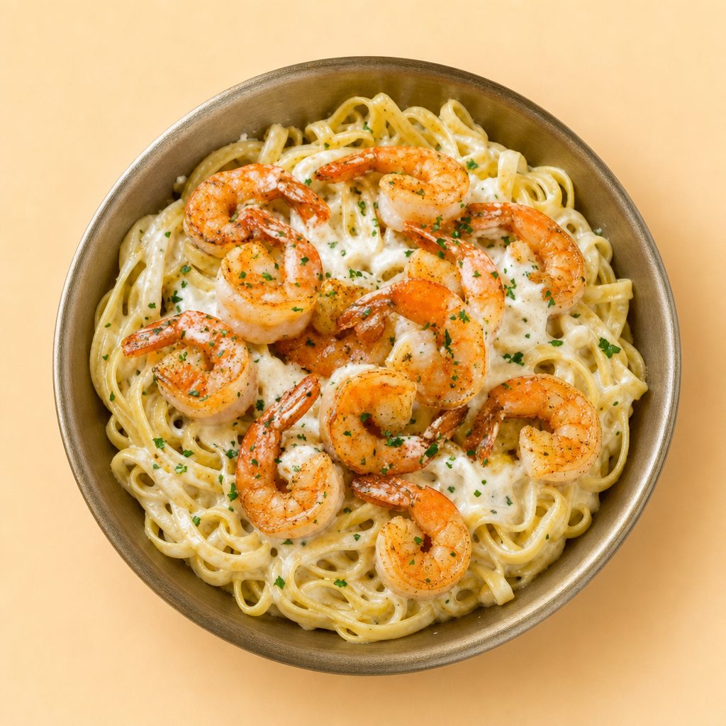 Tuscan Shrimp Alfredo Linguini.