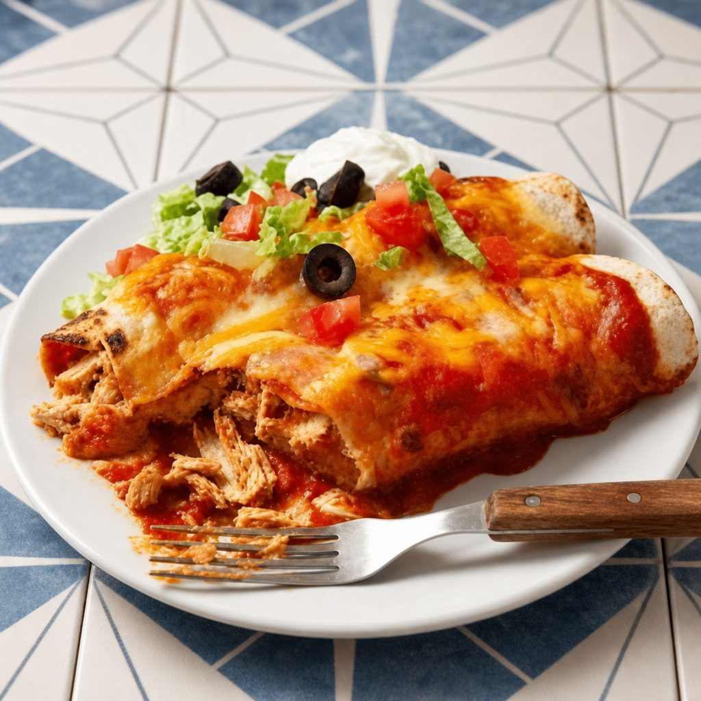 Pulled Chicken Enchilada.