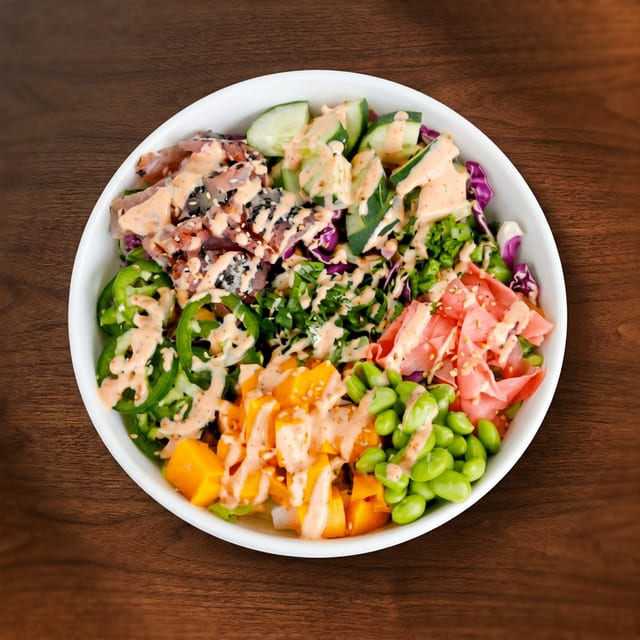 Poke Cajun Seared Tuna Bowl.