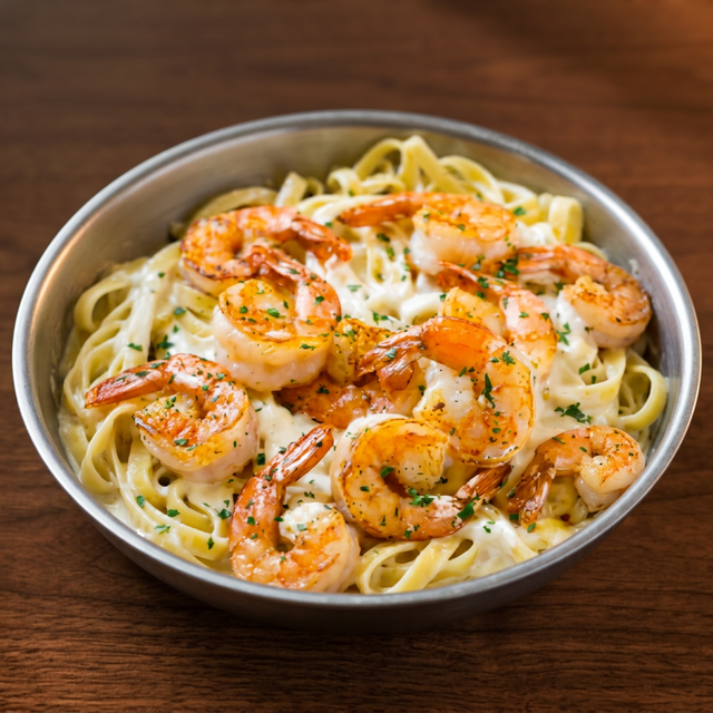 Tuscan Shrimp Alfredo Linguini.